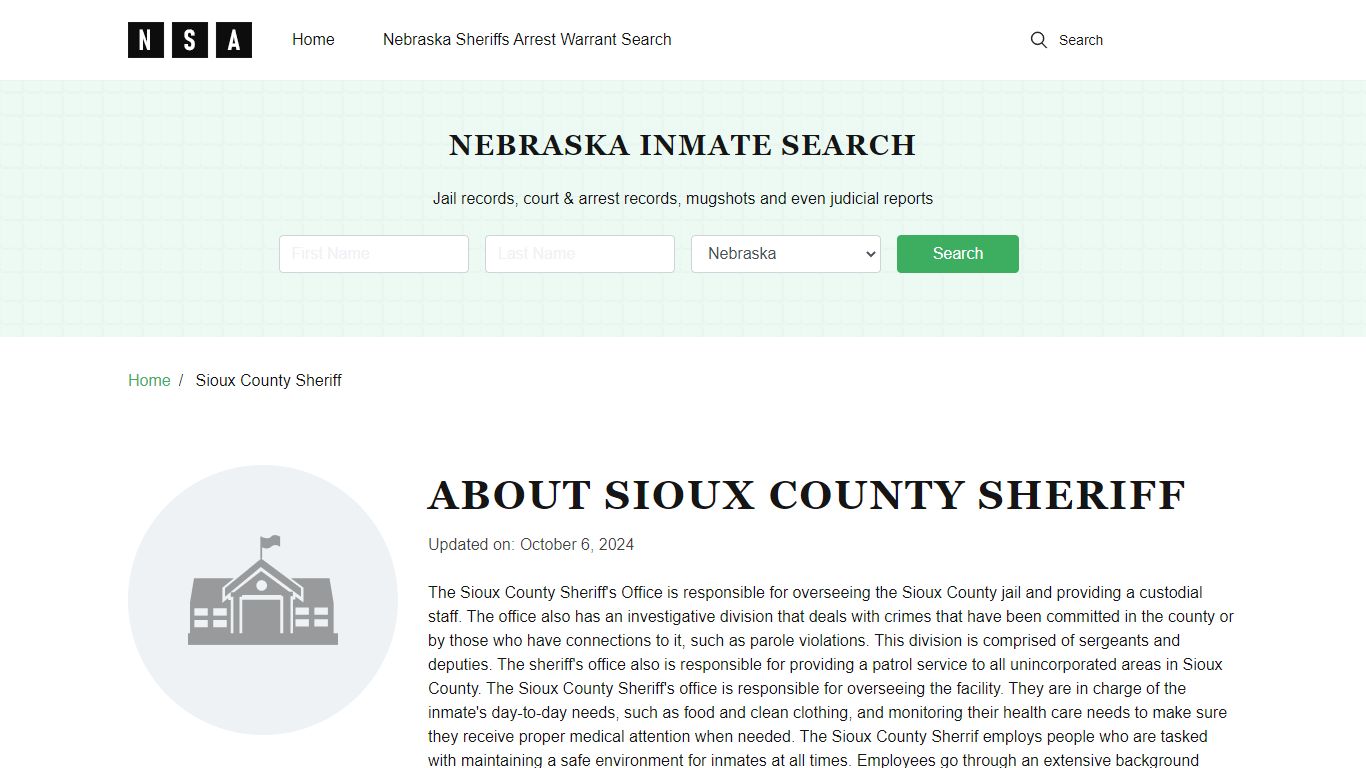 Sioux County Sheriff, Nebraska and County Jail Information